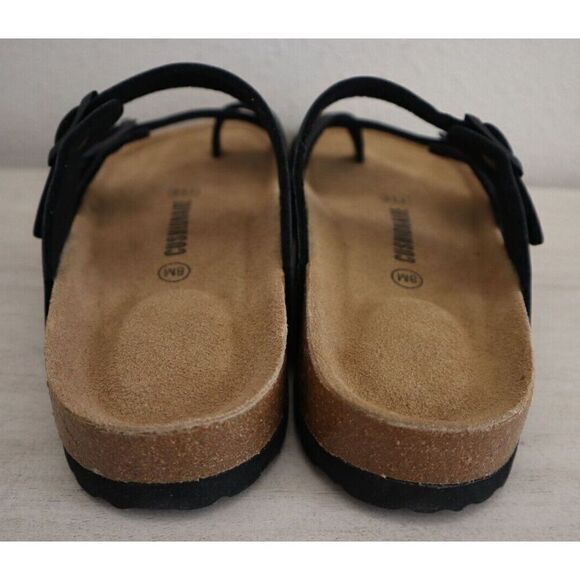 Cushionaire 779601 Women's Sz 8M Black Luna Cork Footbed Sandals SIB - Picture 2 of 13